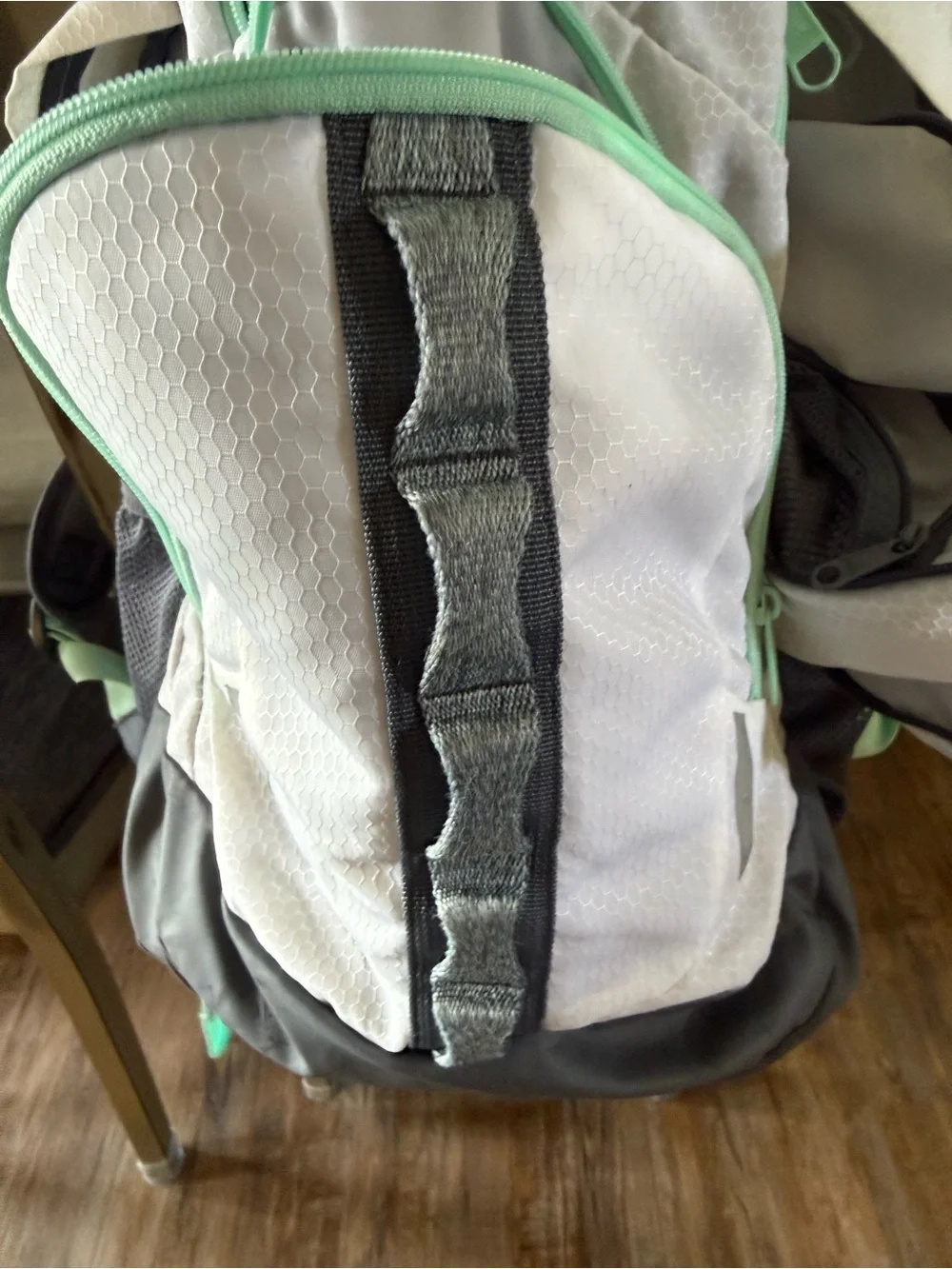 adidas Gray and White Backpack - Front-Opening Design